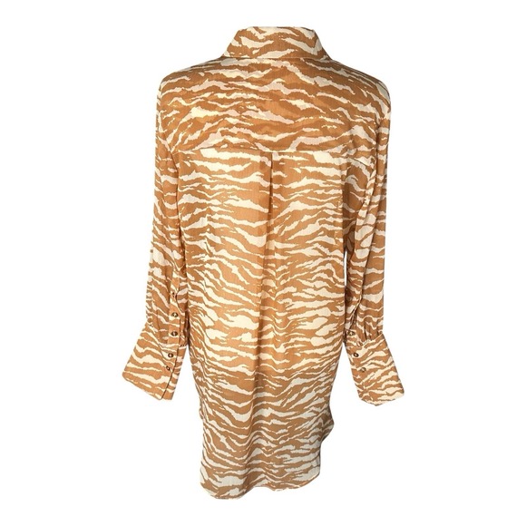 CAMILA COELHO Myla Shirt Dress‎ in Brown Zebra Size Small - Picture 4 of 14
